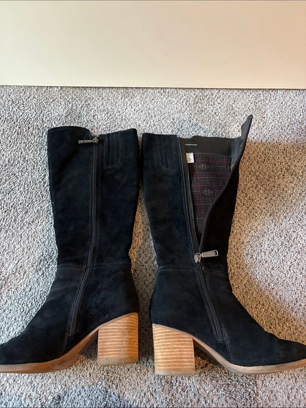 Blondo Black Suede Tall Zip Boots